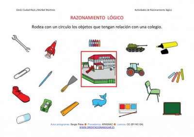 RAZONAMIENTO  LÓGICO categorizar y agrupar  COLEGIO  COLOR IMAGEN