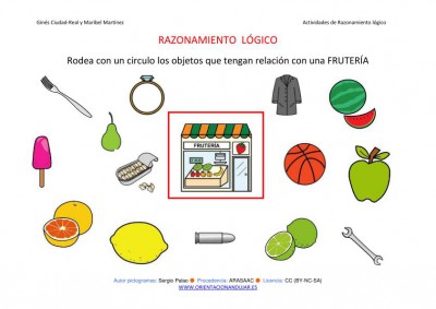 RAZONAMIENTO  LÓGICO categorizar y agrupar FRUTERIA COLOR IMAGEN