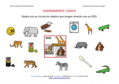 RAZONAMIENTO  LÓGICO categorizar y agrupar  ZOO  COLOR IMAGEN