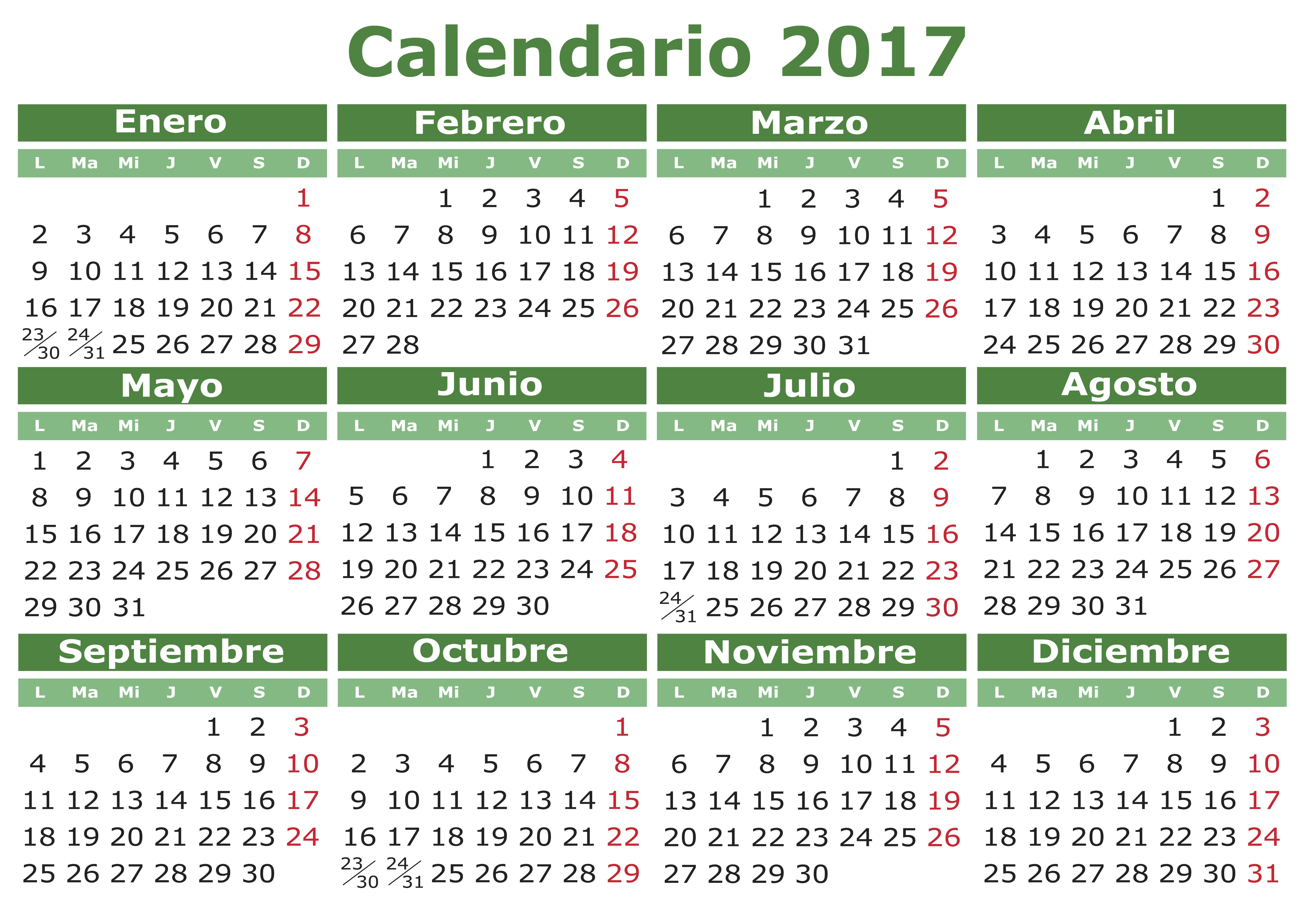 December 2017 Calendar In Spanish