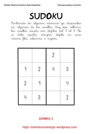 carrera Elástico Escupir sudoku-4x4 - Orientación Andújar - Recursos Educativos