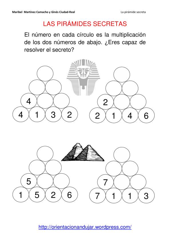 Hemos preaprado una variedad de las pirámides secretas que anteriormente hemos publicado en esta ocasión con la operación de multiplicar. La dinámica de trabajo es la misma los alumnos deberán […]