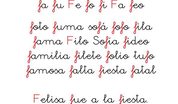 METODO DE LECTOESCRITURA LETRA F