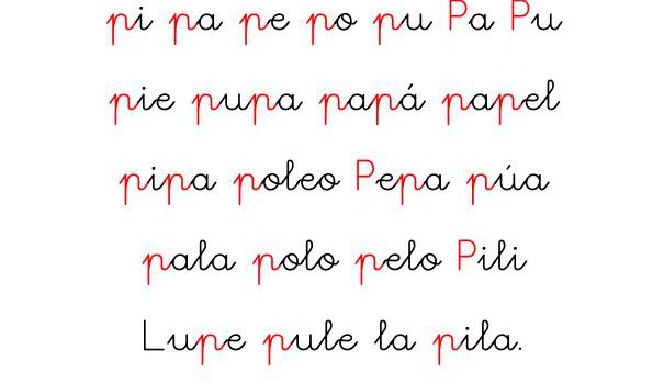 METODO DE LECTOESCRITURA LETRA P