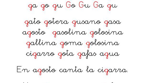 METODO DE LECTOESCRITURA LETRA GA-GO-GU