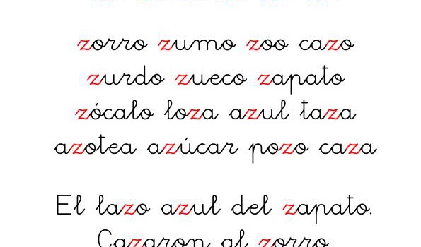 METODO DE LECTOESCRITURA LETRA Z