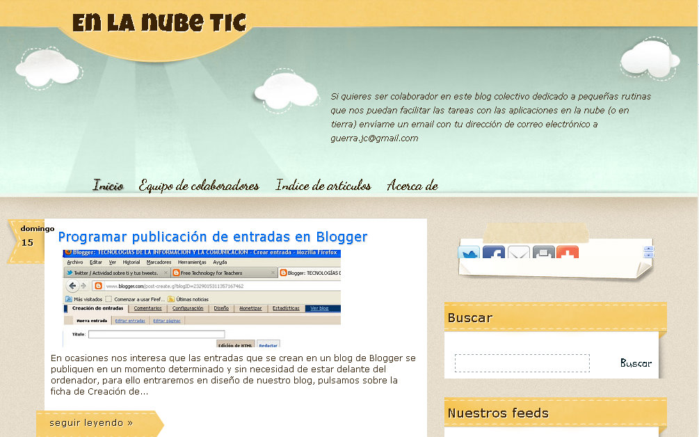 Que es en la NubeTIC. Este es un blog colectivo que contiene todos aquellas pequeñas operaciones, rutinas, secuencias, tutoriales… en aplicaciones TIC que nos pueden facilitar la vida. EL ENLACE […]