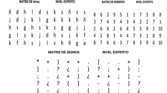 Coleccion de 1000 Matrices nivel experto; Símbolos, Letras 