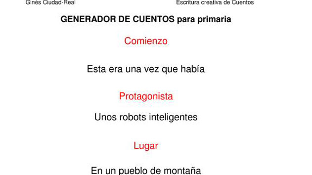 Hemos realizado un nuevo generador de cuentos para primaria . Mientras los optimizamos os dejamos 1001 y una historias para que nuestros alumnos las trabajen en clase. A partir de […]