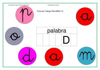 LECTOESCRITURA PRIMARIA BINGO LETRA D