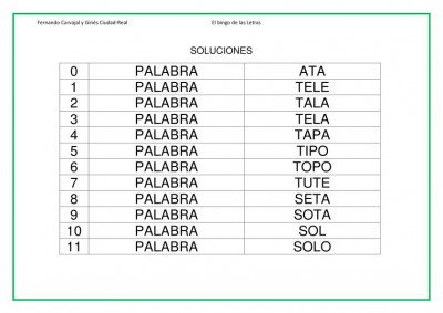 lectoescritura primaria bingo de letras