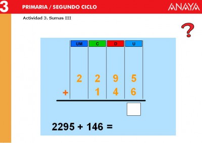 Sumas de 2 sumandos 4 cifras CON  llevada