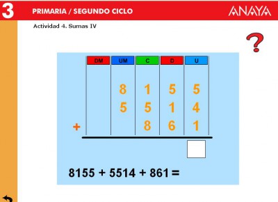 Sumas de 3 sumandos 4 cifras CON  llevada