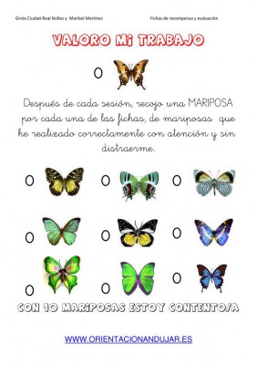 fichas de recompensa mariposas imagen