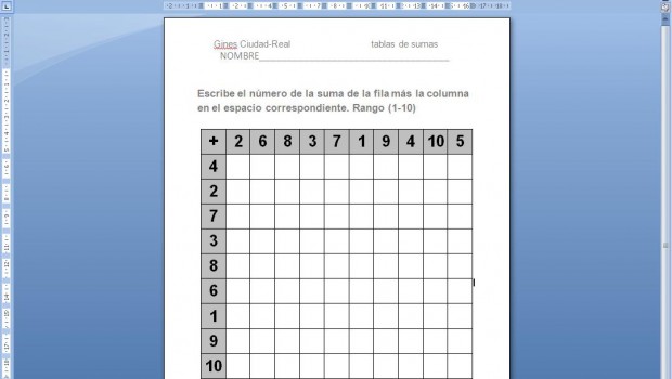 sumas primaria tablas