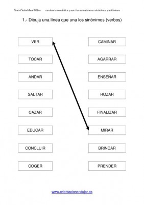 Conciencia semántica con sinónimos y antónimos (verbos) ORIENTACION ANDUJAR 1