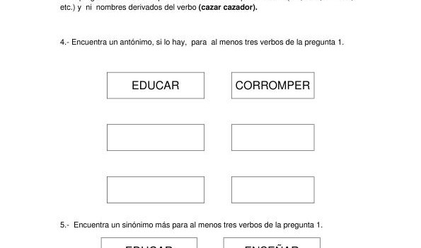 Conciencia semántica con sinónimos y antónimos (verbos) ORIENTACION ANDUJAR 2