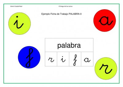 LECTOESCRITURA BINGO DE LETRAS