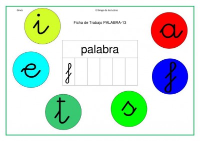 LECTOESCRITURA BINGO DE LETRAS