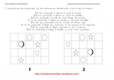 INSTRUCCIONES ESCRITAS EN CUADRICULA