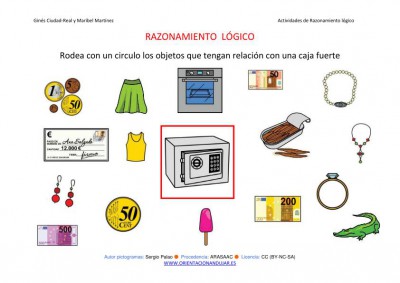 RAZONAMIENTO  LÓGICO categorizar y agrupar CAJA FUERTE COLOR IMAGEN