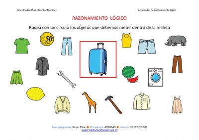 RAZONAMIENTO  LÓGICO categorizar y agrupar MALETA COLOR  IMAGEN