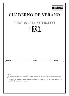 cuaderno de verano ciencias naturales 1 ESO imagen