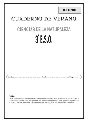 cuaderno de verano ciencias naturales 3 ESO imagen