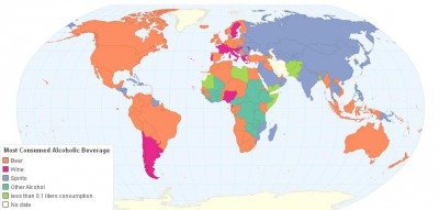 Bebida alcohólica más consumida por país