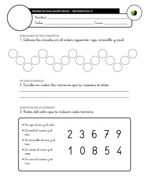 Evaluación Inicial Matemáticas 1º IMAGEN