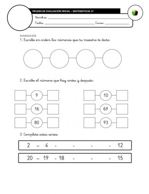 Evaluación Inicial Matemáticas 2º IMAGEN