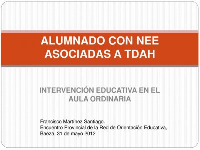 INTERVENCIÓN EDUCATIVA TDAH EN EL AULA ORDINARIA imagen