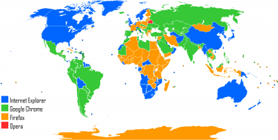 Mapa Mundial con los buscadores más empleados