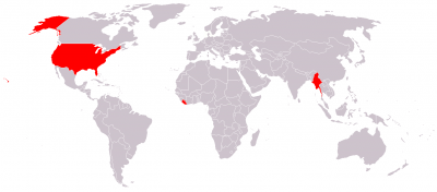 Mapa de Países donde Oficialmente no se utiliza el sistema métrico