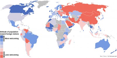 Mapa de los países más y menos acogedores para los extranjeros