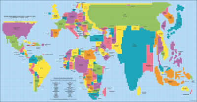 Mapa del mundo en proporción a la población