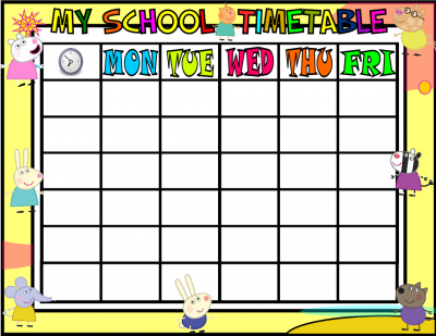 My School Timetable PEPPA PIG