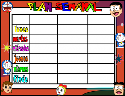 PLAN SEMANAL 3 TAREAS doraemon