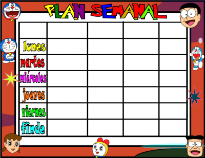 PLAN SEMANAL 4 TAREAS doraemon