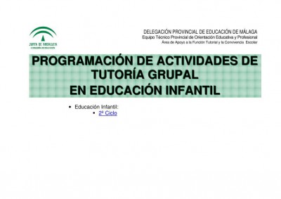 PROGRAMACIÓN DE ACTIVIDADES DE TUTORÍA GRUPAL PARA INFANTIL IMAGEN