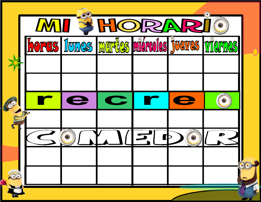 horario 6 HORAS-1 comedor minions