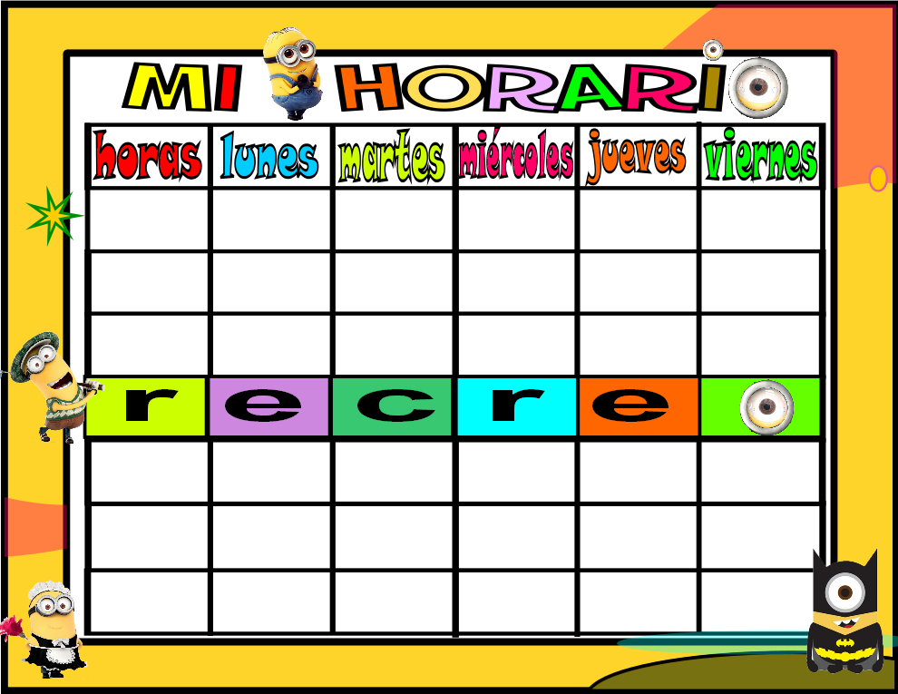 horario 6 HORAS-2 minions