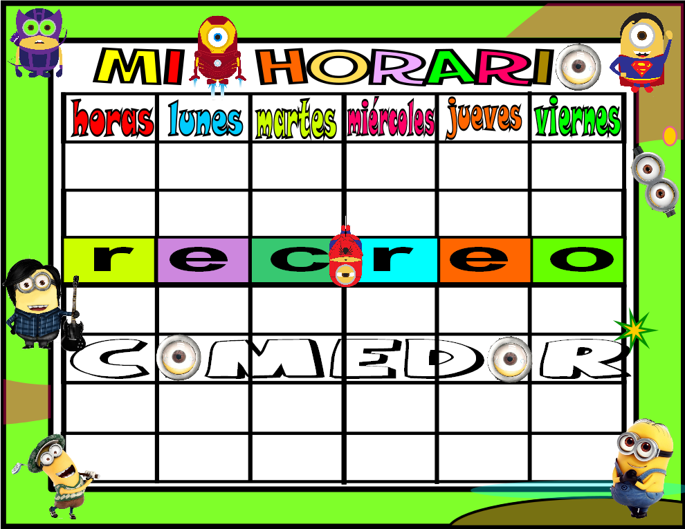 horario 6 HORAS- comedor minions