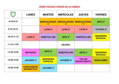 EJEMPLO DE HORARIO DE SECUNDARIA