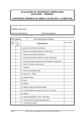 EVALUACIÓN DE CONTENIDOS CURRICULARES