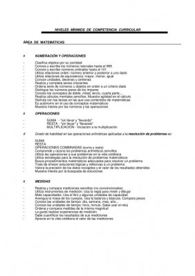 NIVELES  MÍNIMOS  DE  COMPETENCIA  CURRICULAR Matematicas