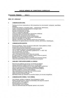 NIVELES  MÍNIMOS  DE  COMPETENCIA  CURRICULAR lengua