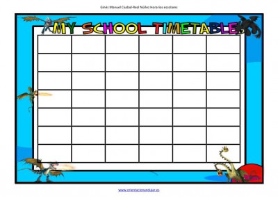 my school timetable Dragons Riders of Berk editable cells image