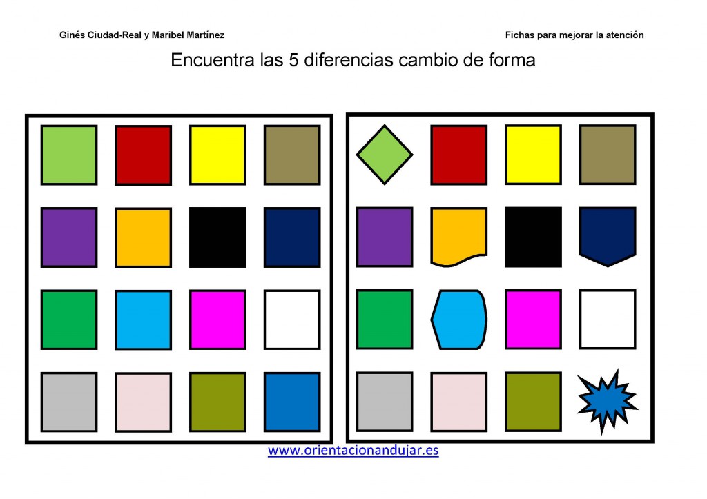 Encuentra las diferencias entres dos conjuntos en los que ha ocurrido un cambio en la forma de cinco de sus imágenes, es un ejercicio para potenciar la percepción visual y […]