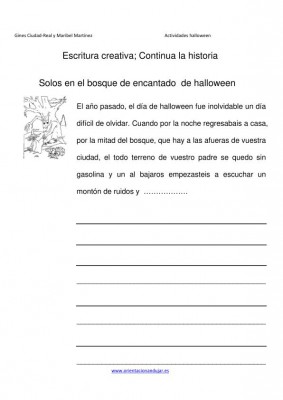 Escritura creativa continua la historia  el bosque de  Halloween IMAGEN